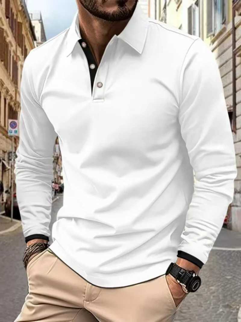 Spring and Autumn mens best-selling polo T-shirt comfortable and perfect casual sports solid color long sleeved breathable top X250213