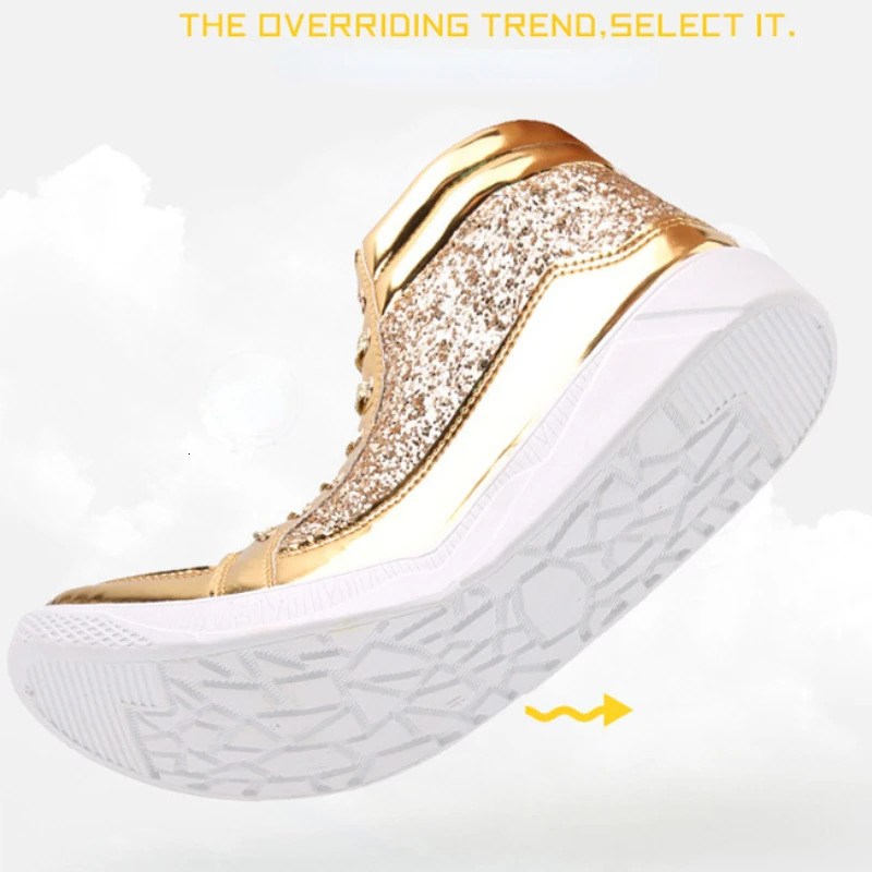 Man High Top Sneakers Glitter Men Ankle Boots Fashion Non-slip Casual Shoes High Quality Hip Hop Men Boots 2024 250221