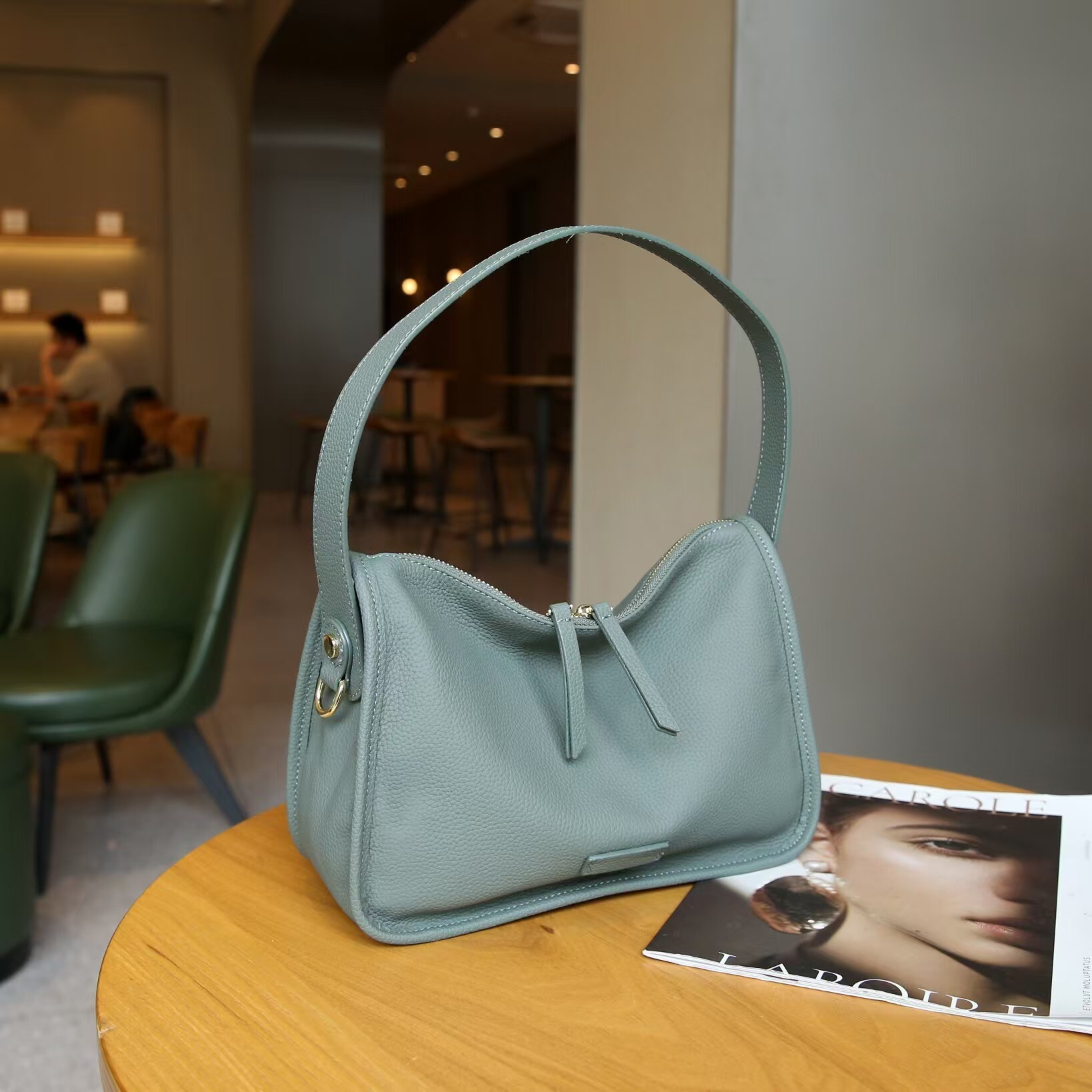 Bag Leather Handbag, Niche Design, Multifunctional High-End Feel, Top Layer Cowhide Women's Bag, Fashionable Armpit Bag