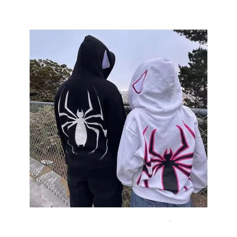 Women's Coat Full Zip Up Spider Hoodie Women Men Streetwear Haruku Graphic Oversized Jacket Hood Shirt Punk Gothic Y2k Clothes Sweatshirt