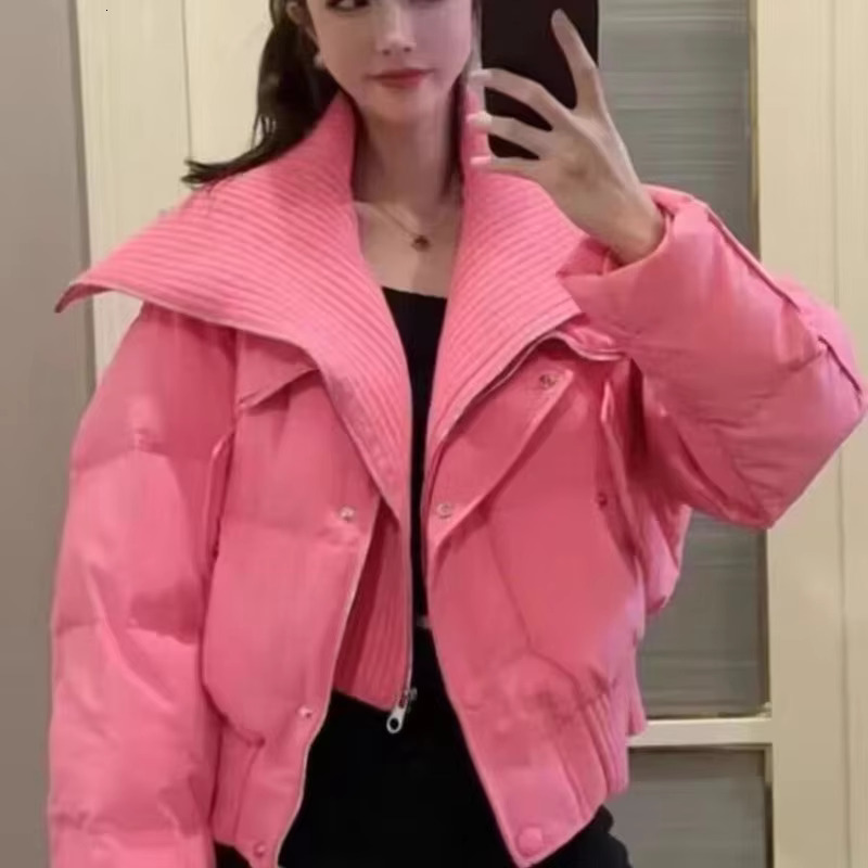 Thickening Jacket Women Coat Black Flip Collar Fashion American Streetwear Duck Down Feather Female Winter Short Outwear ddmymarket
