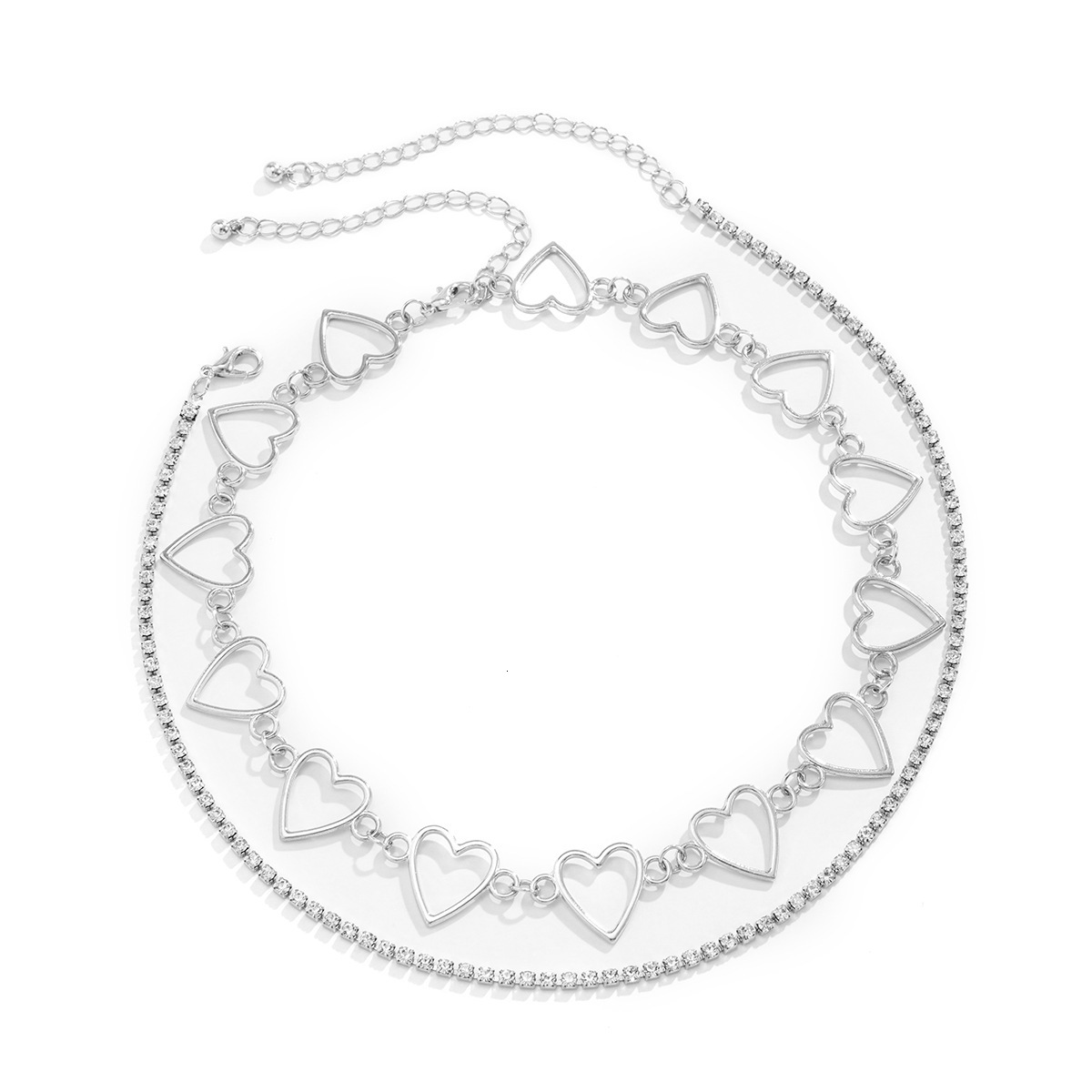 Jewelry Decoration Heart Hollow Neckchain Multi layered Punk Little Butterfly Imitation Pearl Necklace Ornament for Women