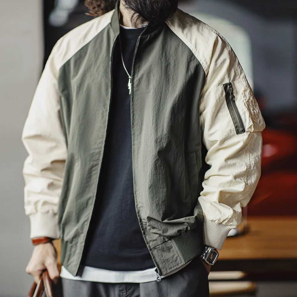 Maden retro contrasting color MA1 bomber jacket short zipper pocket baseball jacket mens spring and autumn casual jacket X250213
