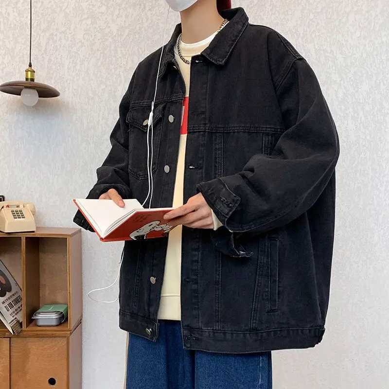Denim Jacket Mens High Street Trendy Brand Loose Workwea Casual Versatile Lapel Couple Tops X250213