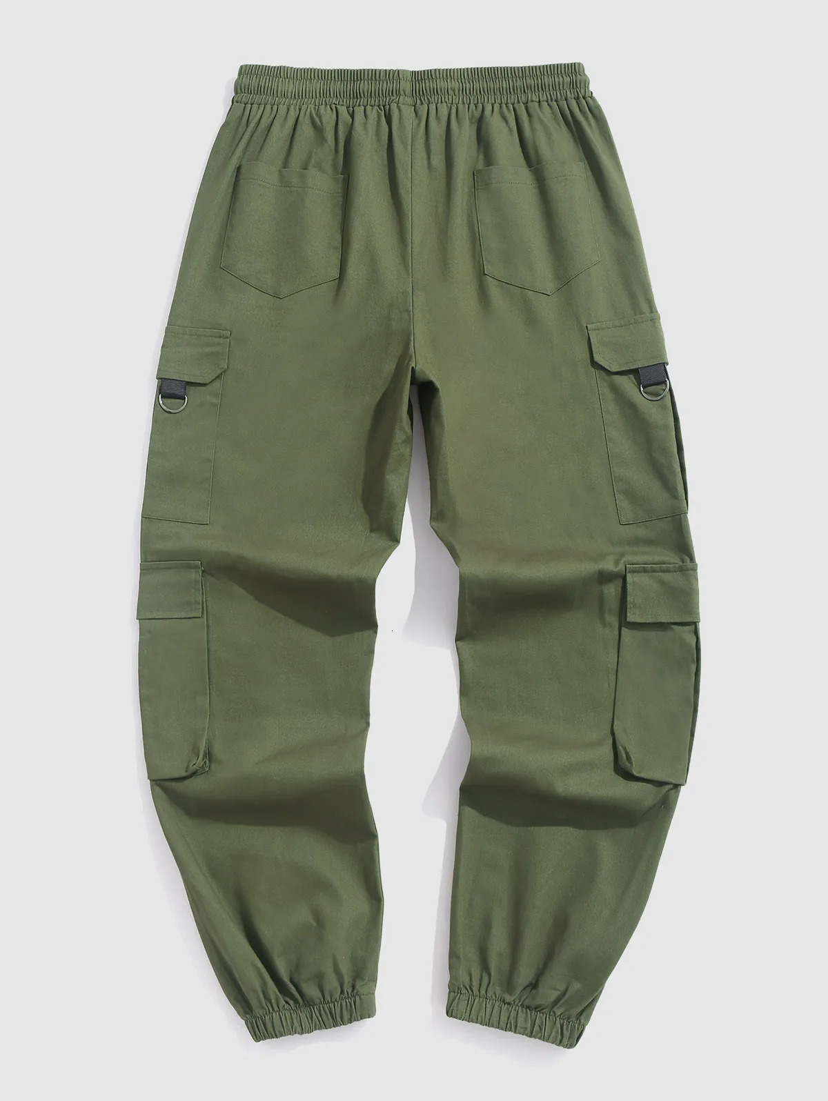 Mens Streetwear Solid Color Multipockets n Techwear Beam Feet Drawstring Cargo Pants 250122