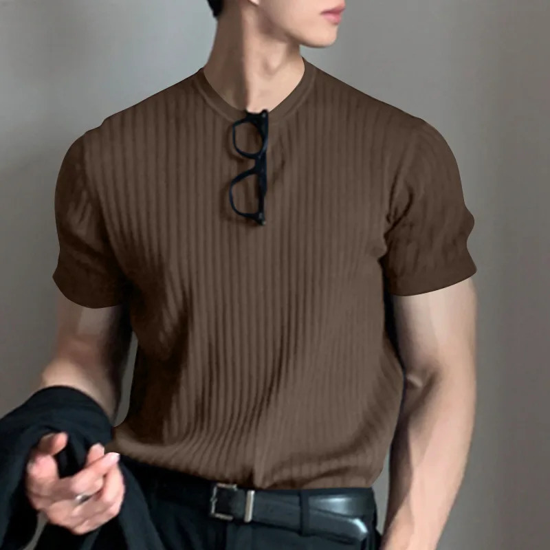 Summer Mens Clothing Light T Shirt Leisure Long Sleeve O Neck Drapped Solid Color Loose Basic Shirt Knitwear 250208