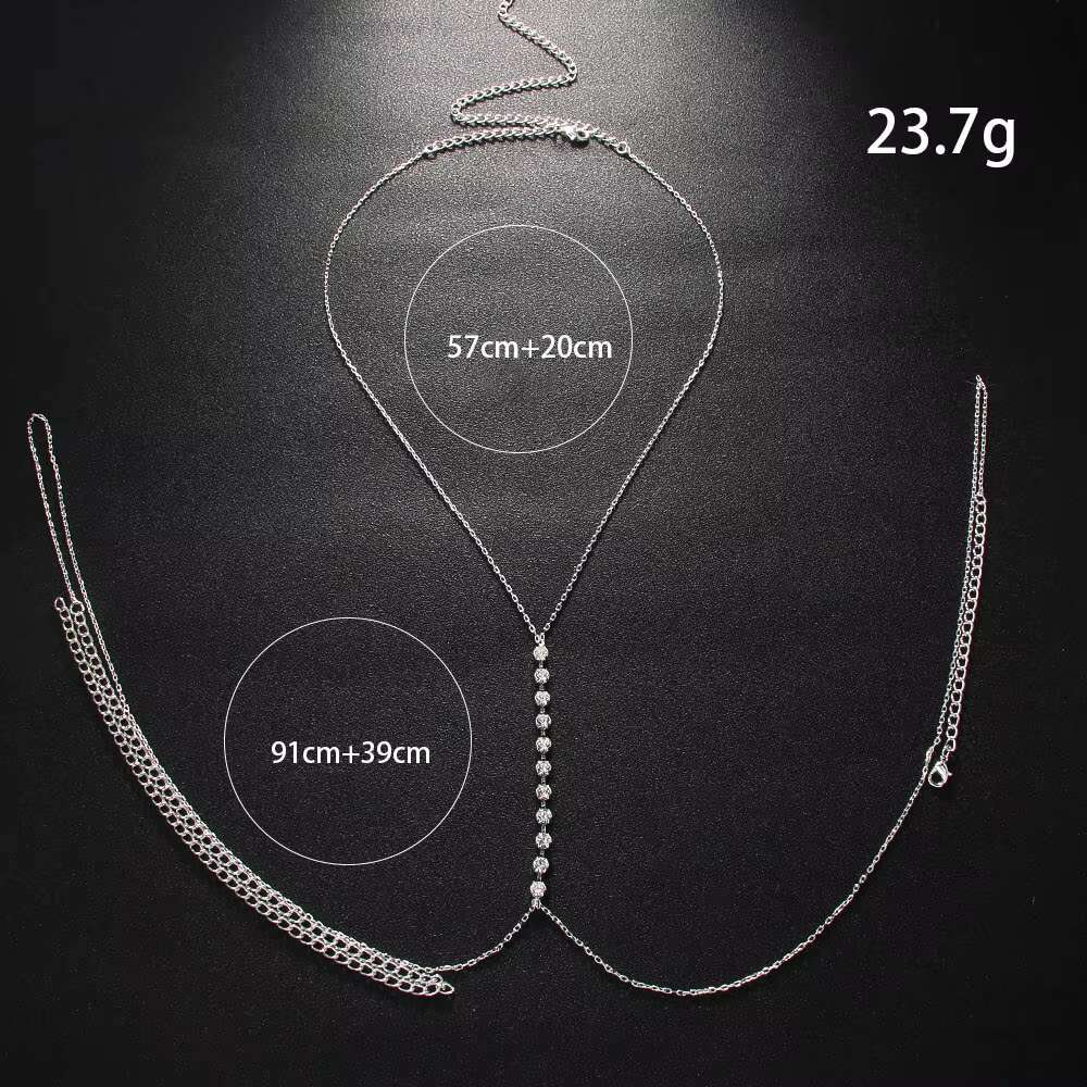 Sexy Simple Rhie Chest Bikini Party Crystal Cross Neck Belly Waist Integrated Chain Women Body Jewelry