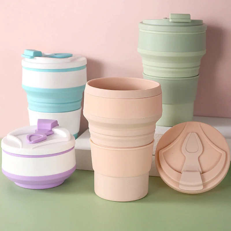 350ML500ML Creative Portable Silicone Folding Water Cup Coffee Travel Outdoor Min Z260202