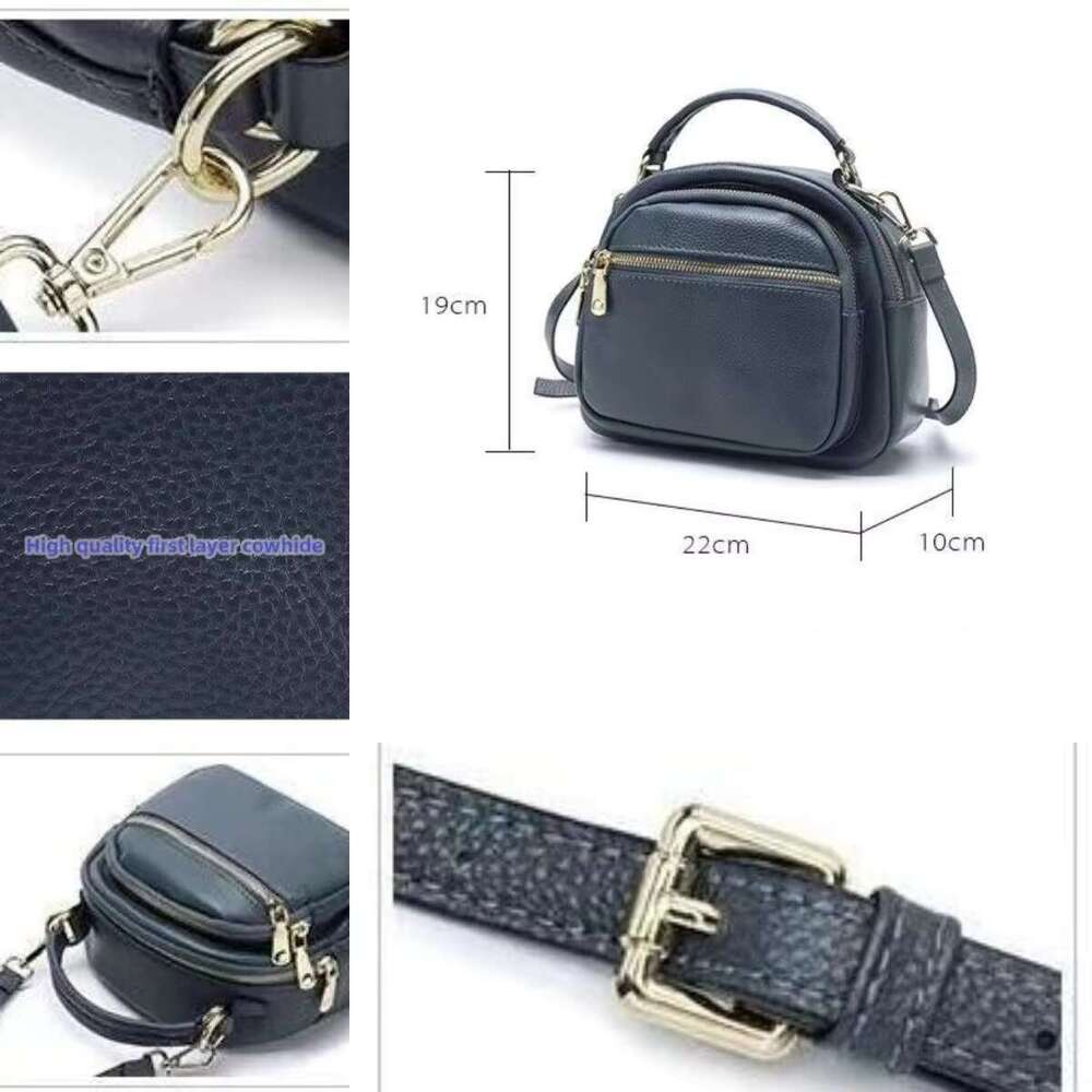 Genuine Leather Fashionable Simple Messenger Bag New Versatile Cowhide One Shoulder Handheld Round Multi Tier Small