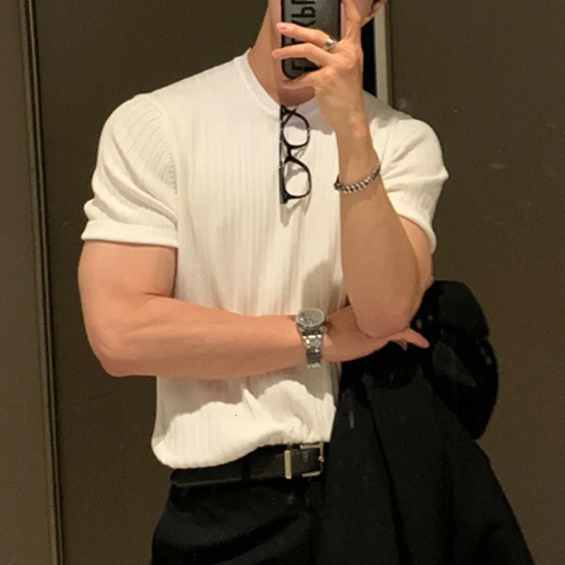 Summer Mens Clothing Light T Shirt Leisure Long Sleeve O Neck Drapped Solid Color Loose Basic Shirt Knitwear 250208