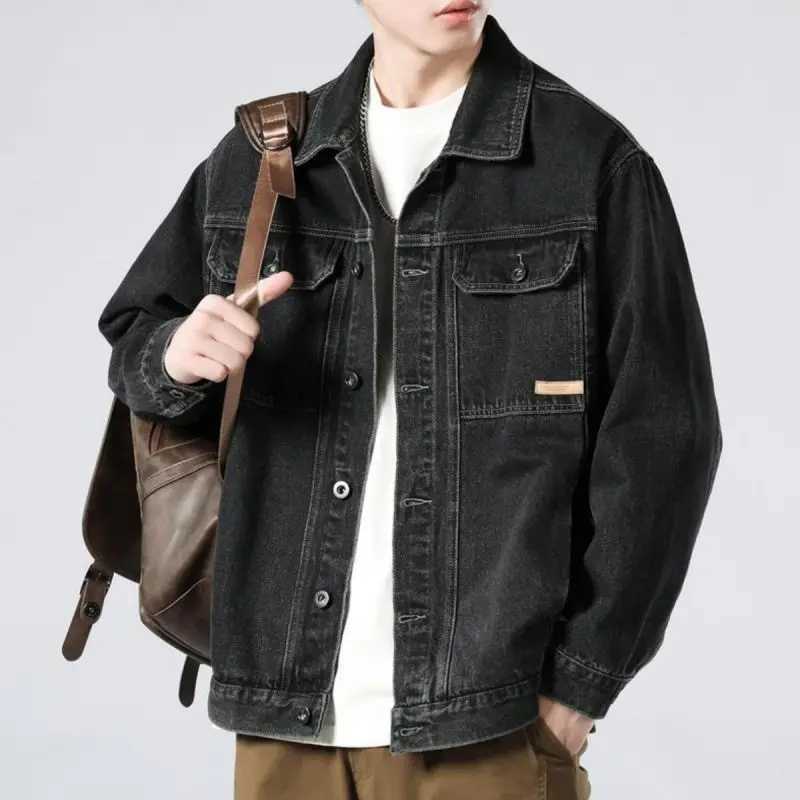 Retro denim jacket fashionable casual mens fashion trend mens denim jacket loose denim jacket X250213