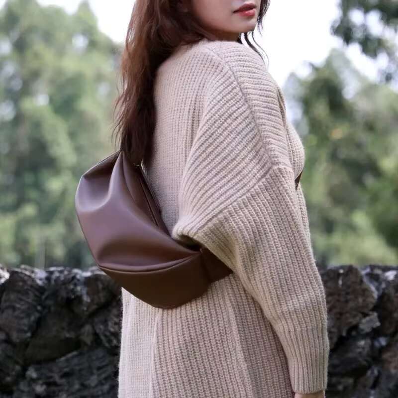 Wide Strap Bags For Women Shoulder Bag Half Moon Bolsas Feminina Vintage Crossbady Bolsos Mujer High Quality Simple Handbags