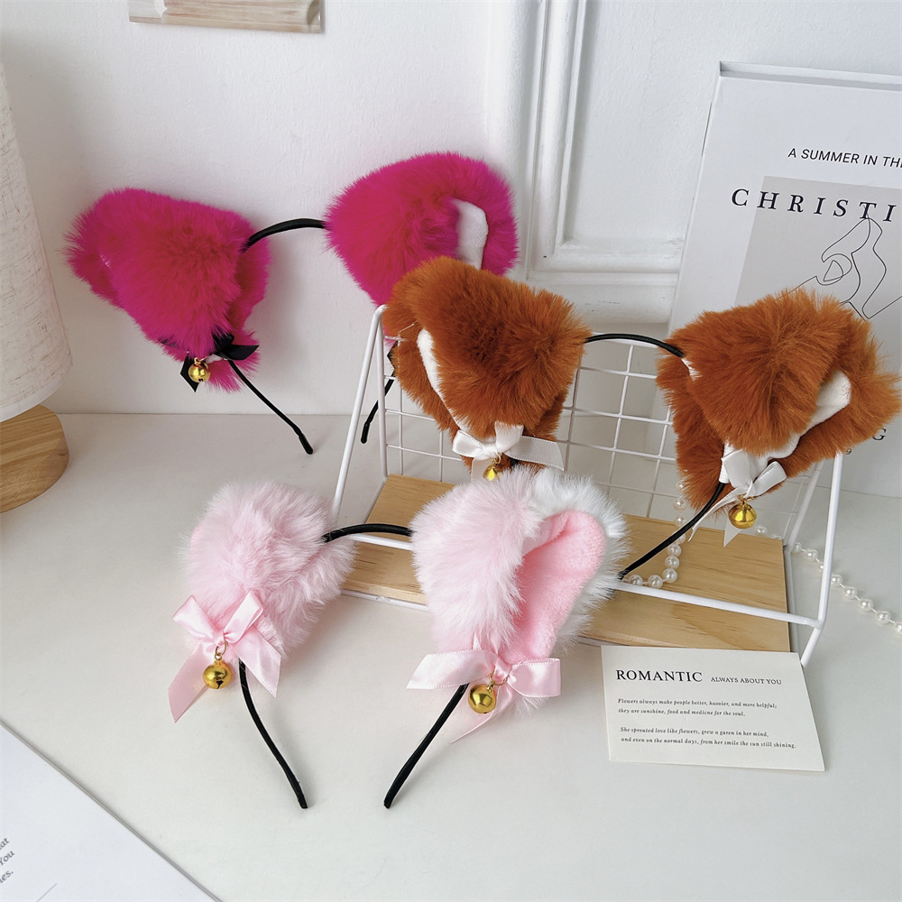 Cute Furry Cat Ear Headband with Bell for Fall Winter - Anime Character Cosplay Accessory