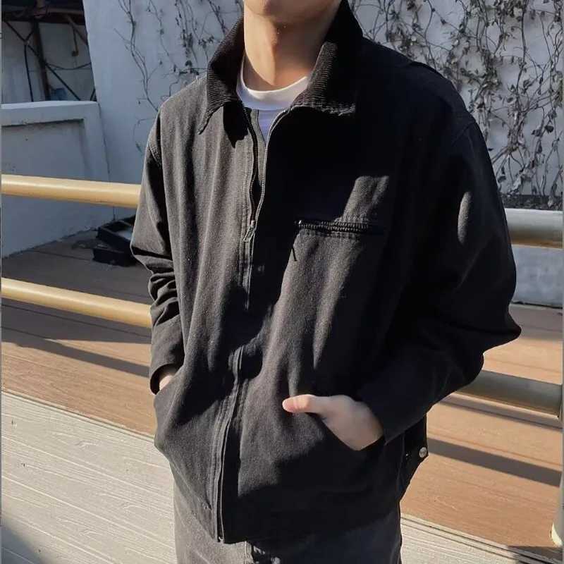 American Detroit Jacket Men Women Retro Solid Color Loose Cargo Coat Washed Cotton Casual Bomber Jacket Spring Autumn Unisex Top X250213