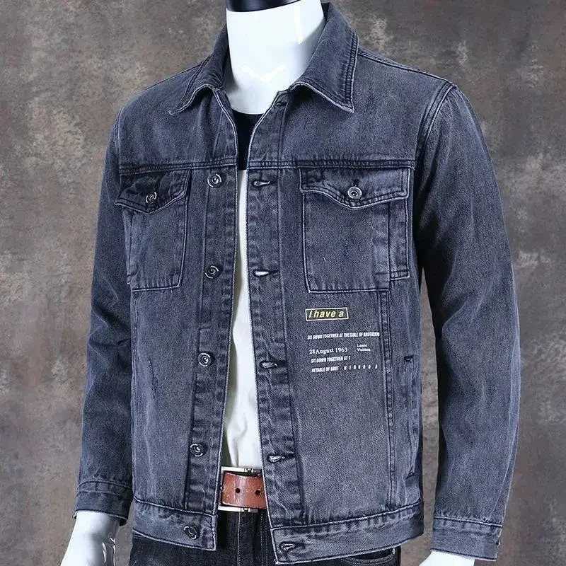 Mens Jean Coats High Quality Cargo Button Mens Denim Jacket One Piece Menswear Fashion Size L Loose Stylish Hot Winter 2024 G X250213