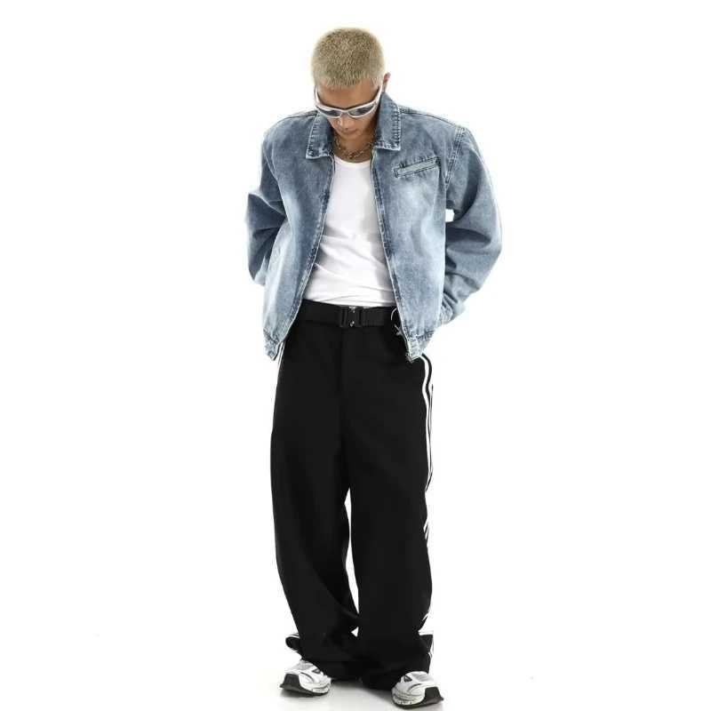 Retro Denim Jacket Mens American Vintage Washed Short Zipper Cowboy Coats Women Autumn Spring Hip Hop Street Bomber Outwear X250213