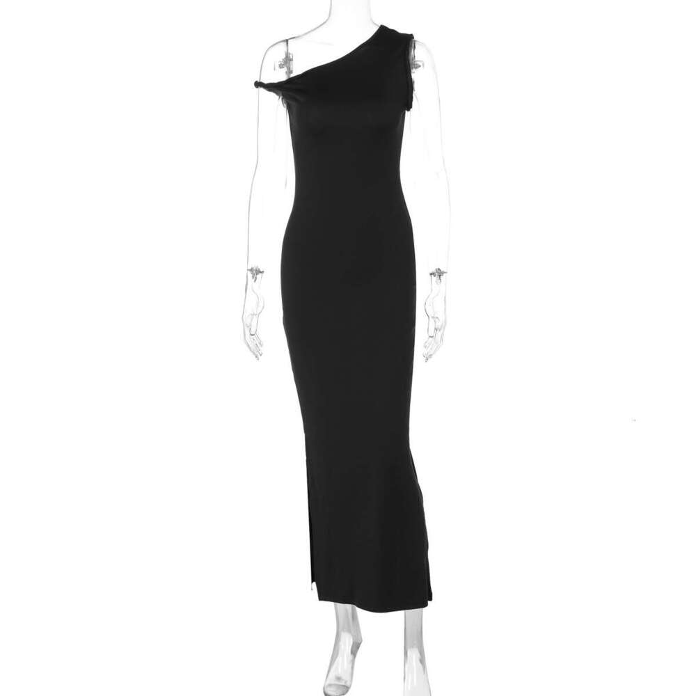 Hot selg women's in Europe America summer fashionable and sexy slng shoulder slim fit slit dress women wholesale, versatile temperament for 2025,