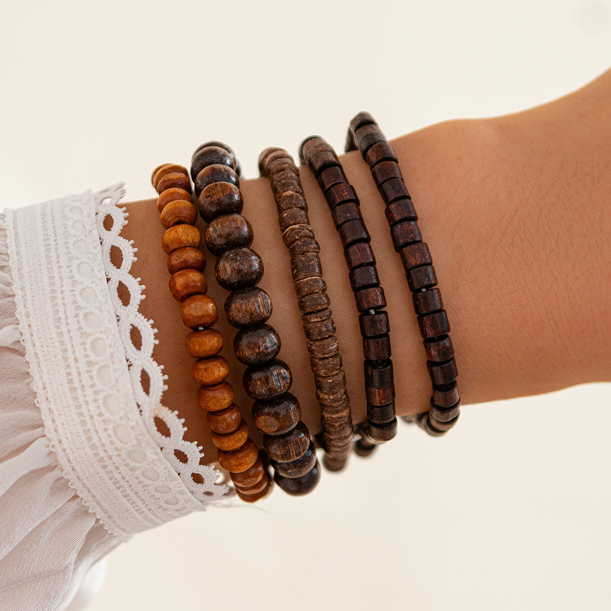 Irregular wooden bead designer bracelet geometric acrylic fashion Bracelet set