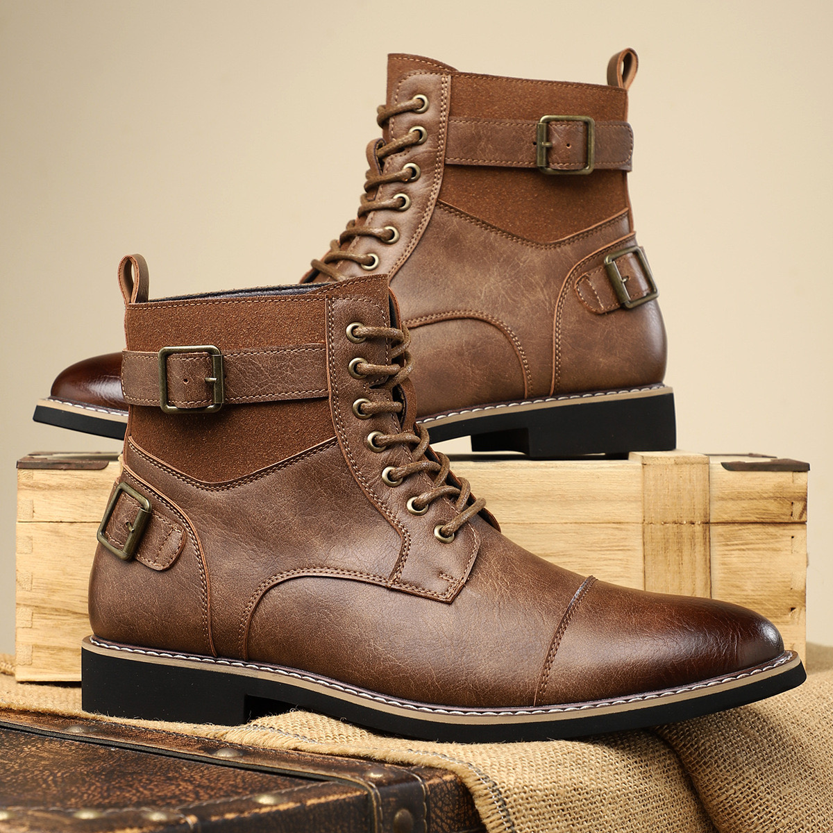 Quality Men Leather Autumn Winter High Top Shoes Business Casual New British Ankle Boots Big Size 7.5-13 240828