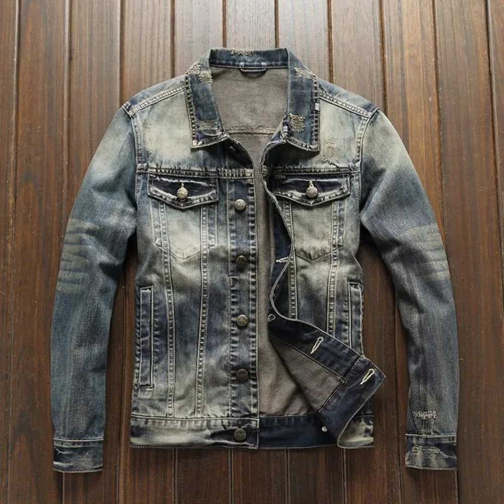 Autumn Cowboy Coat for Men Trendy Vintage Denim Jackets Man Cheap Price Stylish Japanese Retro Korea Aesthetic Low Rock X250213