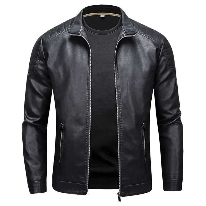 Stand Collar Leather Jacket Mens Fashion Jacket 2024 Casual Mens Leather Jacket Slim Korean Version Handsome Mens Clothing X250213