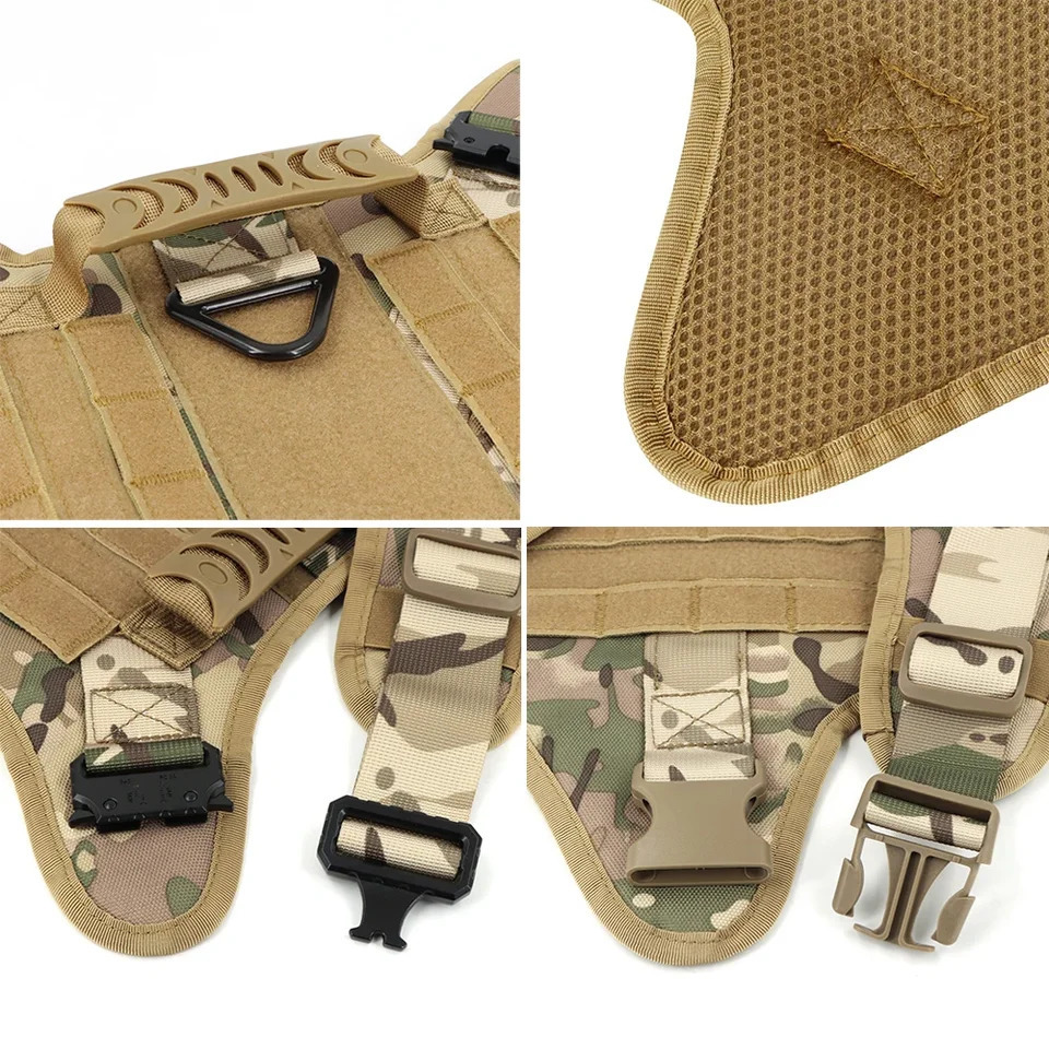 Tactical Dog Harness Leash Collar Set Large Pet German Shepherd Malinois Training Harnesses Walking Vest For Medium Large Dogs 250213
