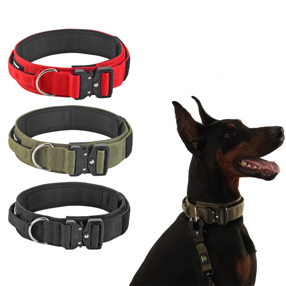 2inch Tactical Dog Collar Soft Padding Handle Metal Buckle Quick Release Nylon Durable Comfortable Big Large Dog Collar 250213