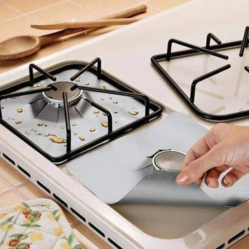 4/8Pcs Gas Stove Protectors Kitchen Reusable Covers Mat Protector Cleaning Pad Liner Cover Stove Protector Cover Liner 250213