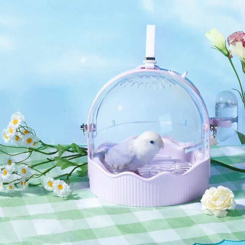 Portable Clear Bird Carry Case Transport Cage Parrots Travel Outdoor Safe Door Lock Small Pet Accessories Breathable Bag 250206
