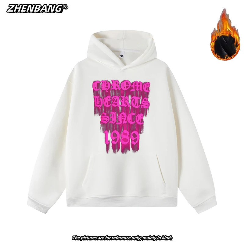 Autumn European and American Sanskrit Letter Printing Mens and Womens Pure Cotton Terry Hooded Sweater Street Hip Hop Hoodie 250210
