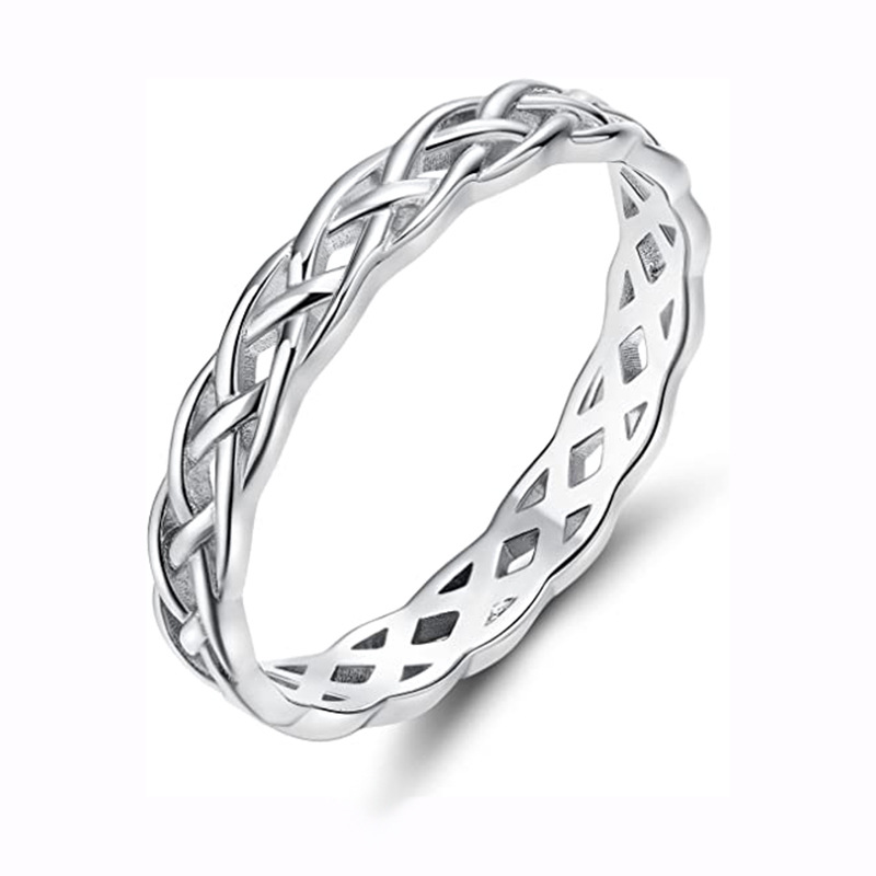 Europe and the United States fashion titanium steel jewelry minimalist weaving hollow wave effect Celtic knot couple ring love ring gold ring designer