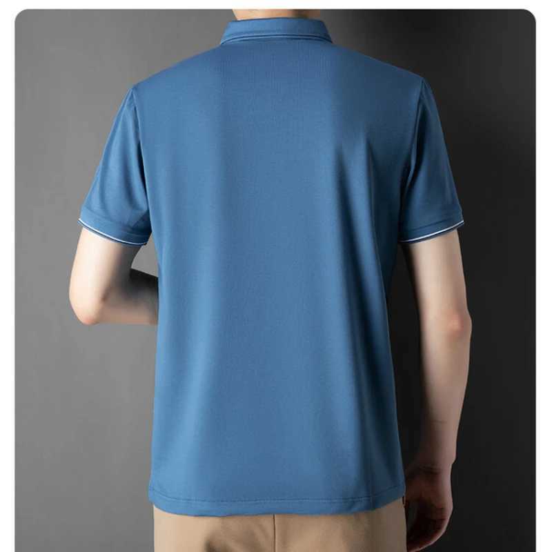 Silk + Cotton Mens Polo New Summer Short-Sleeved T-shirt Luxury Genuine Goods Business Casual Lapels Top X250213
