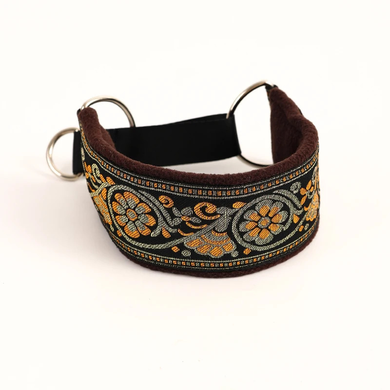 Comfortable soft cosy elegant whippet Italian Greyhound martingale collar Width5.5cm Gold/silve/red/green 250213