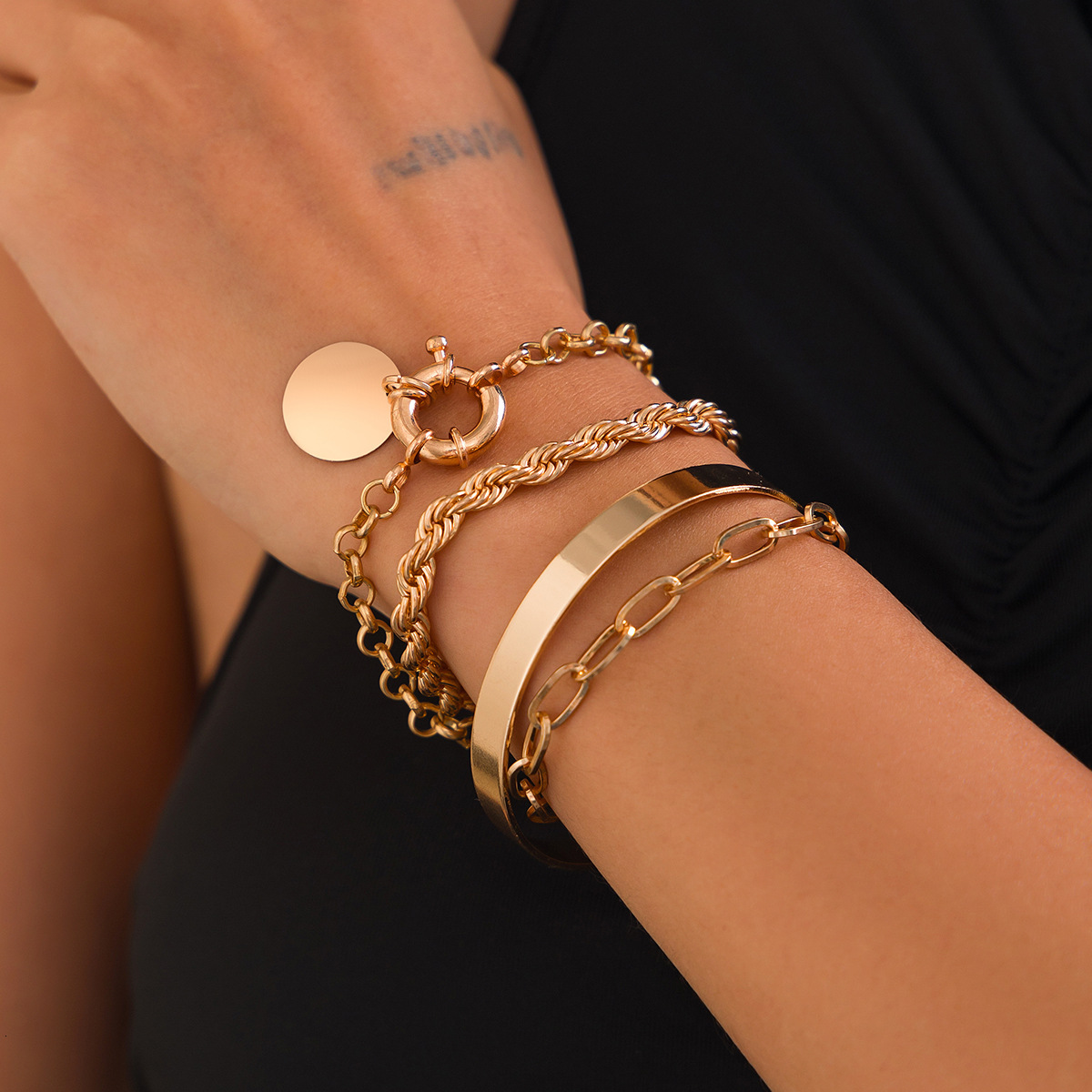 designer Personalized metallic round Bracelet set with layered style irregular bracelet, and fashion versatile