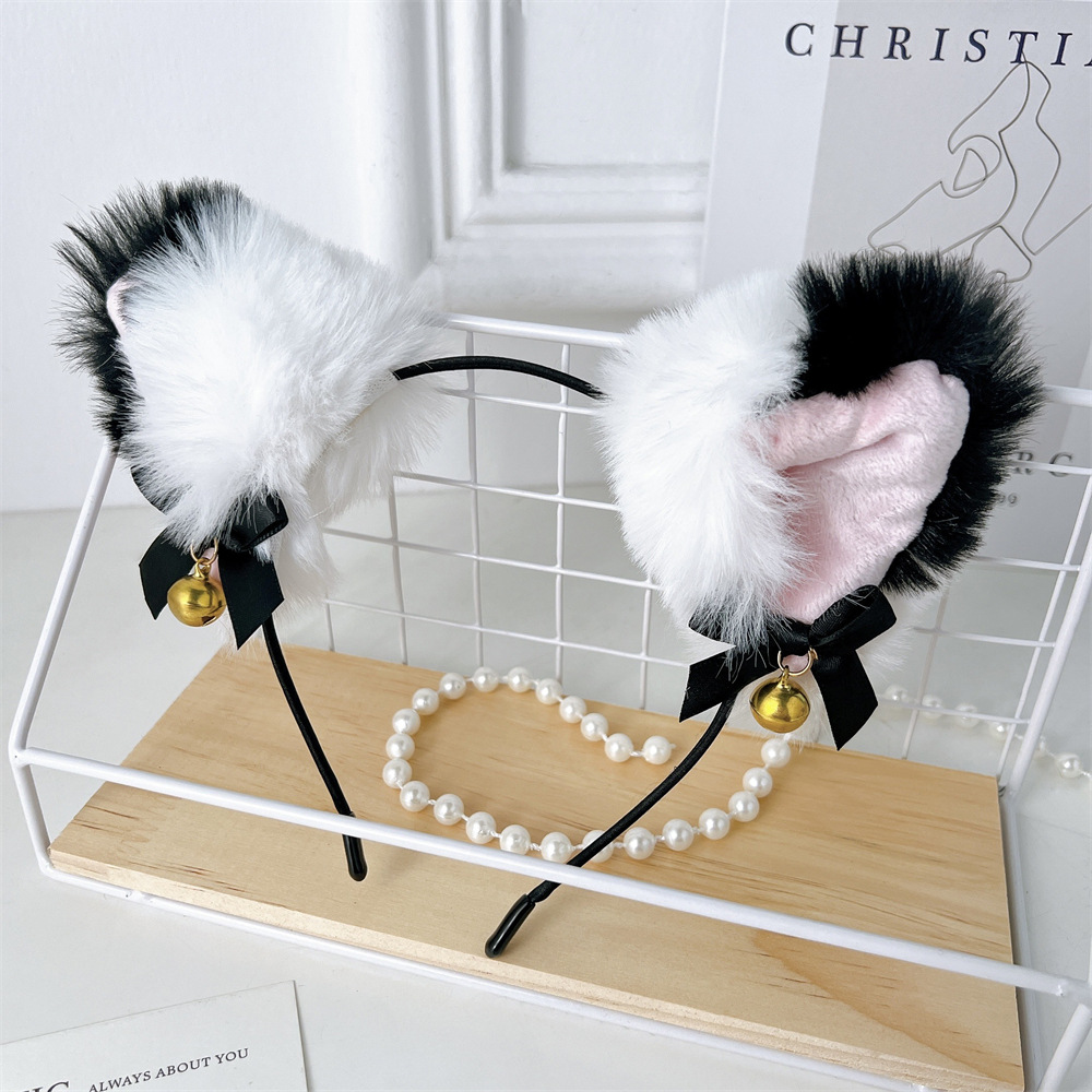 Cute Furry Cat Ear Headband with Bell for Fall Winter - Anime Character Cosplay Accessory