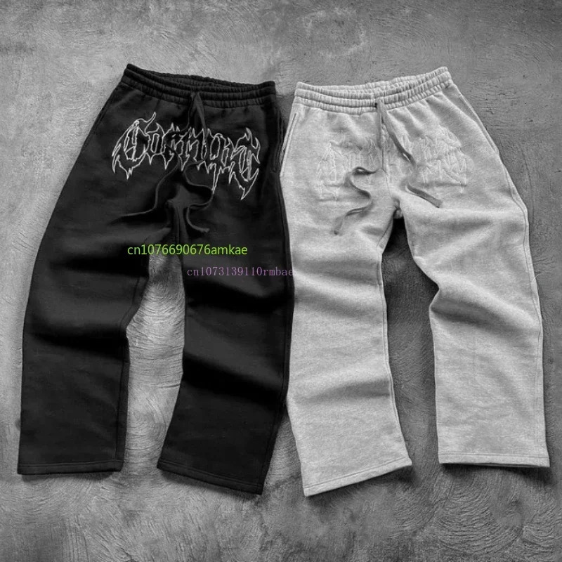 Black Casual Pants Men and Women Ins Letters Printed Cotton Y2k Hundred Sports Street Style Loose Comfortable 250122