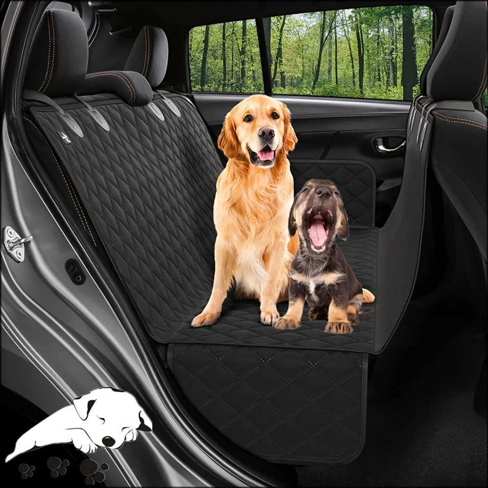 Dog Car Seat Covers Universal pet car seat cover with side flaps - waterproof pendant and bench style for rear seat protection - durable anti slip V-s