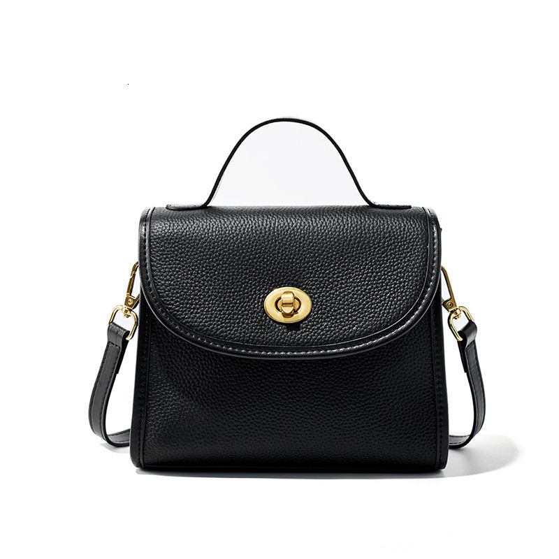 High Grade Top Layer Cowhide Brown Small Square With Crossbody Handbag, Compact And Casual Leather Bag For Women's New Model