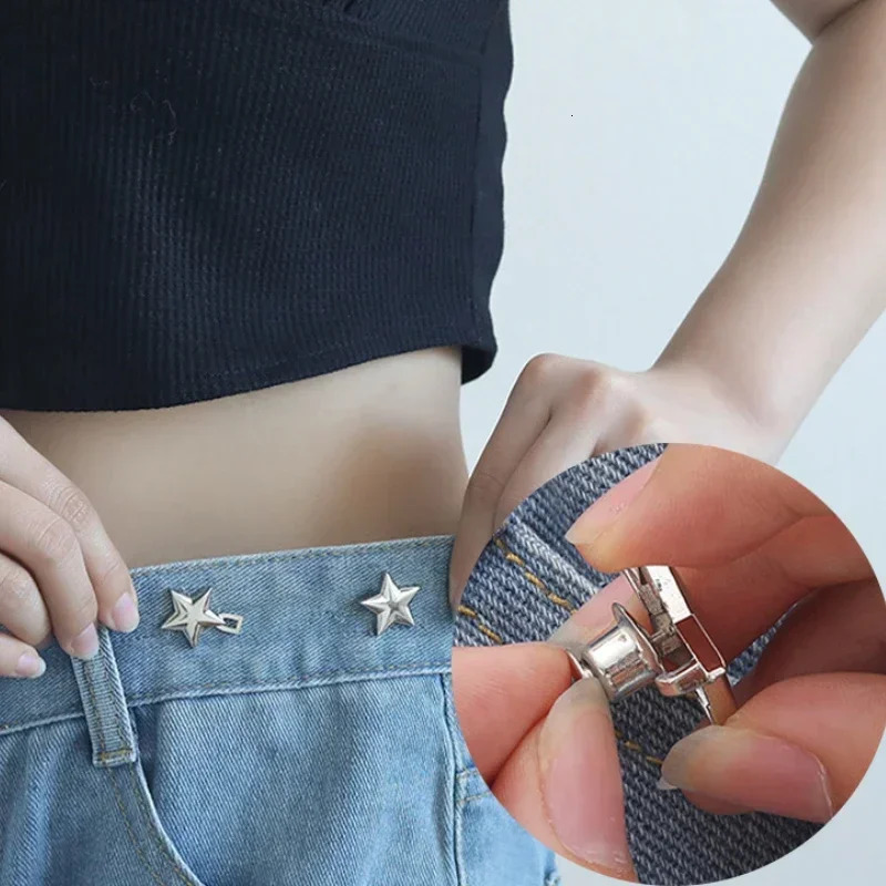Mental Star Belt Adjustable Seamless Invisible Waistband Buckle Jeans Waist Tightening Tool Fashion Decoration Accessory 250114
