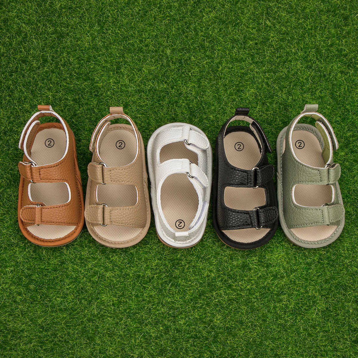 Sandals Summer new style 0-1 year old baby sandals with anti slip rubber sole learning to walk exposed toe Velcro sandals baby shoes H250212