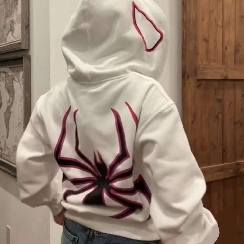 Women's Coat Full Zip Up Spider Hoodie Women Men Streetwear Haruku Graphic Oversized Jacket Hood Shirt Punk Gothic Y2k Clothes Sweatshirt