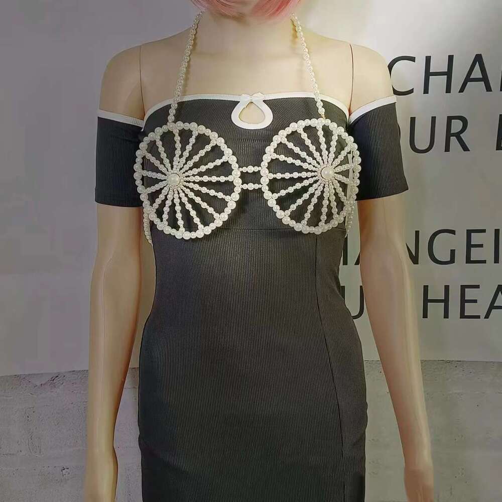 Jewelry Sexy Pearl Sg Hand-Woven Bra Night Club Fashion Birthday Party Body Chain