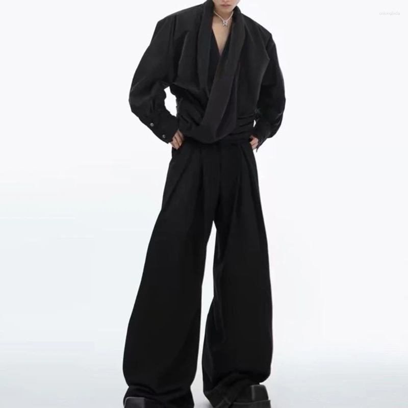 Men's Clothing Designer Deep V Neck Shirt Solid color high luxury Men Elegant Black V Slim Fit Shirts for Spring and Autumn Casual Fashion