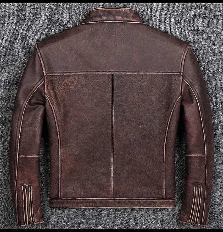 LNY Shop.7XL brand casual style cowhide jacket mens 100% genuine leather clothing. Retro leather jacket. Kuros House X250213