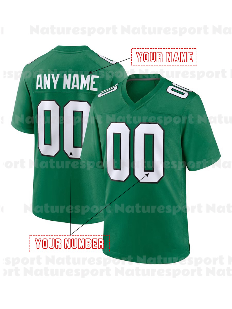 Custom Football Jersey Barkley Hurts DeJean Brown DeVonta Carter Men Women Youth Embroidered Letter Number Design Any name any number Women Youth Men