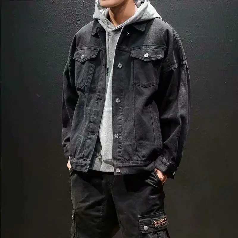 Mens cargo jeans jacket autumn denim jacket mens black mens winter 2024 fashion cheap fabric style low X250213