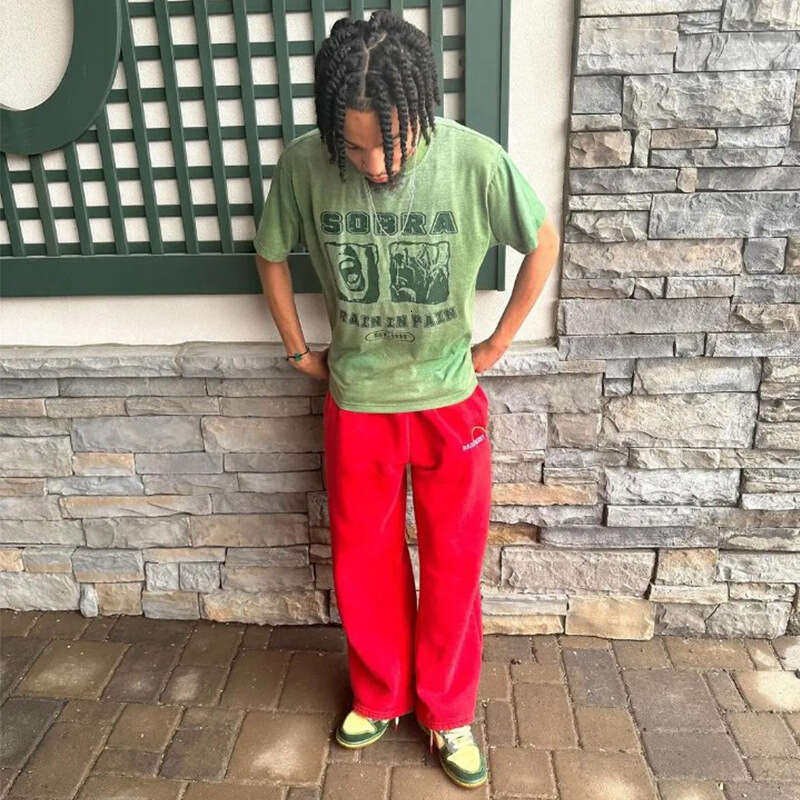 Fashion Hip Hop High Street Loose Men's and Women's Embroidered Pants