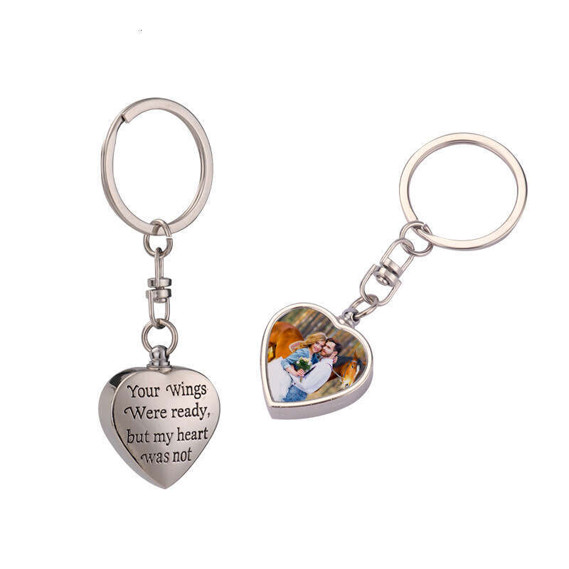 Flat chain heat transfer printed couple's ashes box heart-shaped pendant Valentine's Day necklace