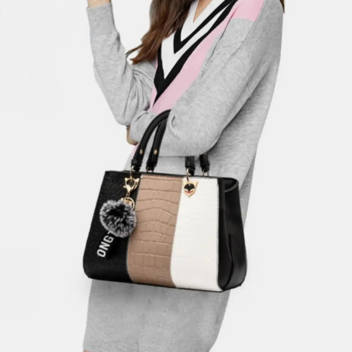 Womens Stone Pattern Handbag Large Capacity Fashion Simple Shoulder Crossbody Bag 250207