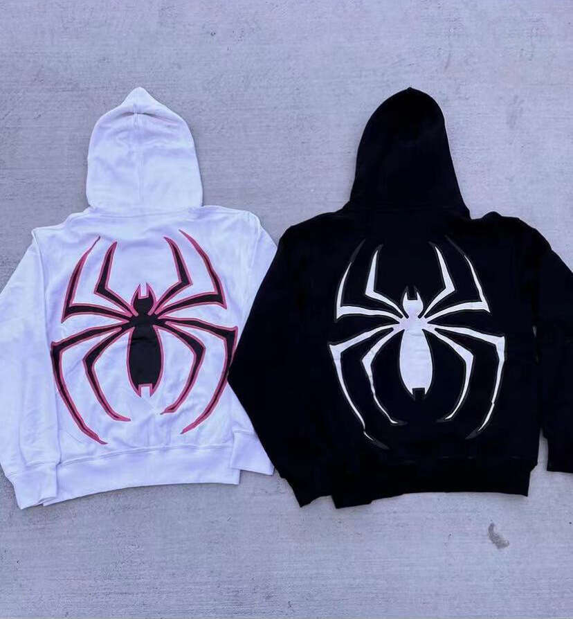 Women's Coat Full Zip Up Spider Hoodie Women Men Streetwear Haruku Graphic Oversized Jacket Hood Shirt Punk Gothic Y2k Clothes Sweatshirt
